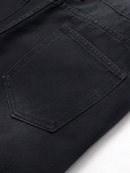 SHEIN Vaqueros rotos con parches de oso y letras para hombre - Quierox - Tienda Online