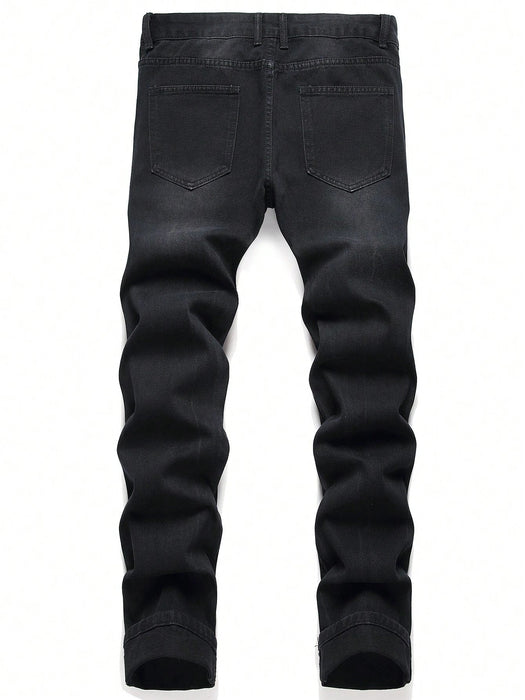 SHEIN Vaqueros rotos con parches de oso y letras para hombre - Quierox - Tienda Online