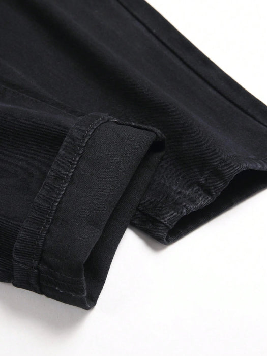 SHEIN Vaqueros rotos con parches de oso y letras para hombre - Quierox - Tienda Online