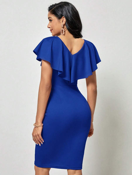 SHEIN Vestido ajustado con ribete de volante Clasi - Quierox - Tienda Online