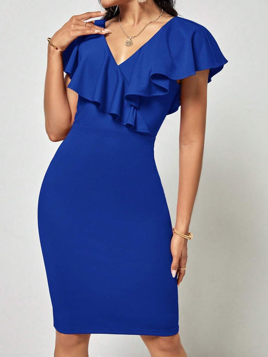 SHEIN Vestido ajustado con ribete de volante Clasi - Quierox - Tienda Online