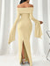 SHEIN Vestido ajustado de manga larga con hombros descubiertos y abertura lateral - Quierox - Tienda Online