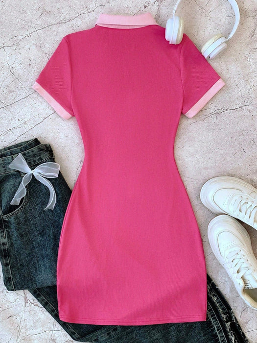 SHEIN Vestido ajustado de punto acanalado con botones - Quierox - Tienda Online