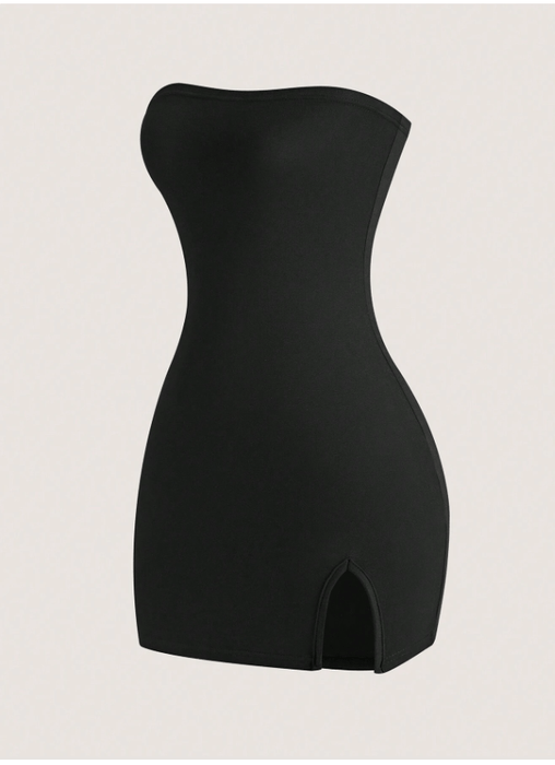 SHEIN Vestido Bandeau ajustado de verano para mujer de Sweetra con abertura en el dobladillo - Quierox - Tienda Online