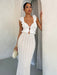 SHEIN Vestido blanco sexy de verano con textura de crochet, hombros descubiertos - Quierox - Tienda Online