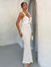 SHEIN Vestido blanco sexy de verano con textura de crochet, hombros descubiertos - Quierox - Tienda Online