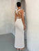 SHEIN Vestido blanco sexy de verano con textura de crochet, hombros descubiertos - Quierox - Tienda Online
