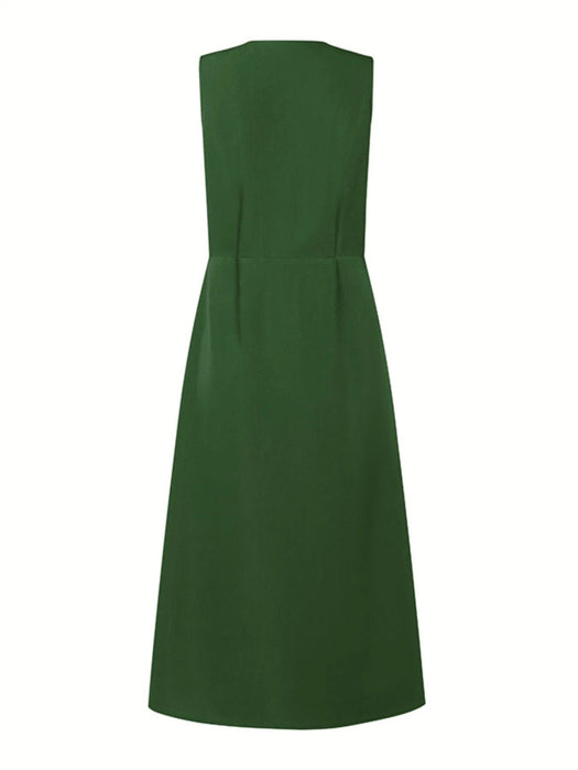 SHEIN Vestido camisero sin mangas para mujer, vestido midi casual - Quierox - Tienda Online