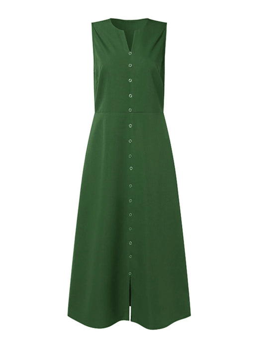 SHEIN Vestido camisero sin mangas para mujer, vestido midi casual - Quierox - Tienda Online