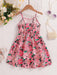 SHEIN Vestido casual de tirantes finos con estampado floral para niña en vacaciones - Quierox - Tienda Online
