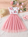Shein Vestido con estampado floral, manga corta y volante para niña preadolescente - Quierox - Tienda Online