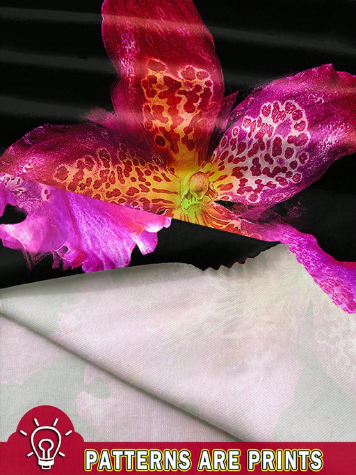 SHEIN Vestido corto de talla grande con estampado floral tropical - Quierox - Tienda Online