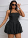 SHEIN Vestido corto informal sin mangas con cuello fruncido, sencillo y sexy - Quierox - Tienda Online
