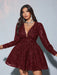 SHEIN Vestido corto Viva Relle de talla grande, elegante, informal, con cuello en V - Quierox - Tienda Online
