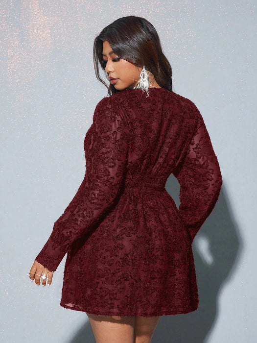 SHEIN Vestido corto Viva Relle de talla grande, elegante, informal, con cuello en V - Quierox - Tienda Online