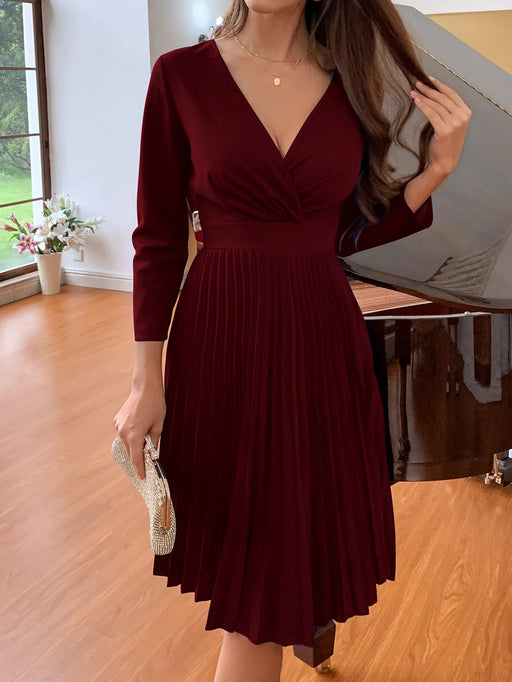 SHEIN Vestido cruzado clásico con bajo plisado - Quierox - Tienda Online