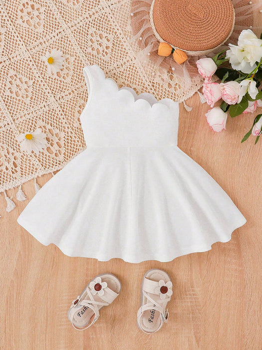 Shein Vestido de bebé niña de un solo hombro con ribete festoneado - Quierox - Tienda Online