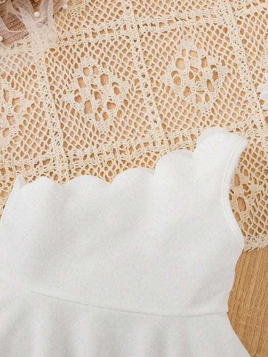 Shein Vestido de bebé niña de un solo hombro con ribete festoneado - Quierox - Tienda Online