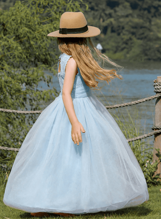 SHEIN Vestido de fiesta con espalda recortada y encaje de malla en contraste - Quierox - Tienda Online