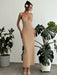 SHEIN Vestido de malla ajustado sin espalda color rosa liso para mujer de Aloruh, ideal para citas románticas - Quierox - Tienda Online