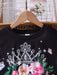 SHEIN Vestido de malla con borde de volantes y dobladillo de tul con estampado de corona y flores para niña - Quierox - Tienda Online
