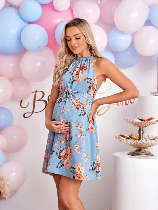 SHEIN Vestido de maternidad con estampado floral de Loomaby para baby shower - Quierox - Tienda Online