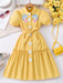 SHEIN Vestido de niña con estampado floral, con mangas abullonadas, con cinturón. - Quierox - Tienda Online