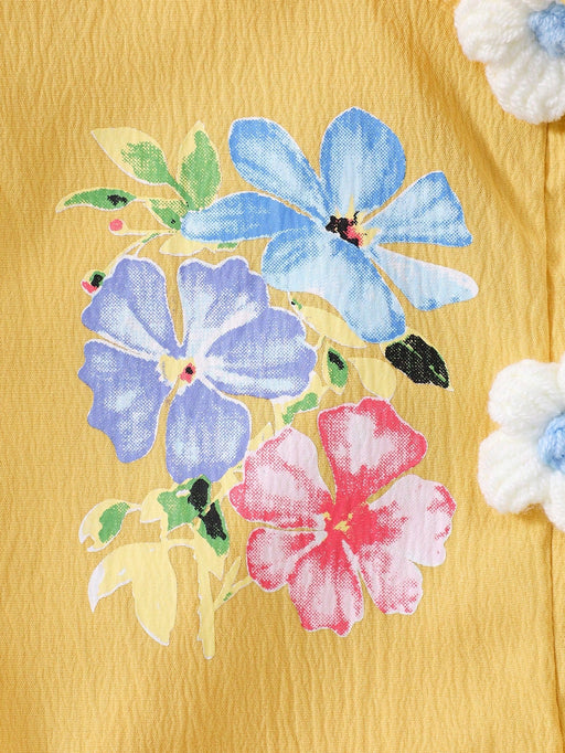 SHEIN Vestido de niña con estampado floral, con mangas abullonadas, con cinturón. - Quierox - Tienda Online