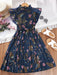 SHEIN Vestido de niña con estampado floral, volantes, bajo plisado y cinturón - Quierox - Tienda Online