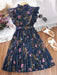 SHEIN Vestido de niña con estampado floral, volantes, bajo plisado y cinturón - Quierox - Tienda Online