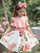 SHEIN Vestido de niña joven hasta la rodilla, sin mangas, con volantes y parches florales - Quierox - Tienda Online