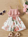 SHEIN Vestido de niña joven hasta la rodilla, sin mangas, con volantes y parches florales - Quierox - Tienda Online