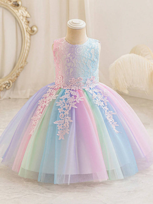 Shein Vestido de princesa con degradado arcoíris para niña - Quierox - Tienda Online