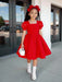 SHEIN Vestido de punto con cuello cuadrado, mangas abultadas y cuentas - Quierox - Tienda Online