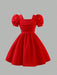 SHEIN Vestido de punto con cuello cuadrado, mangas abultadas y cuentas - Quierox - Tienda Online