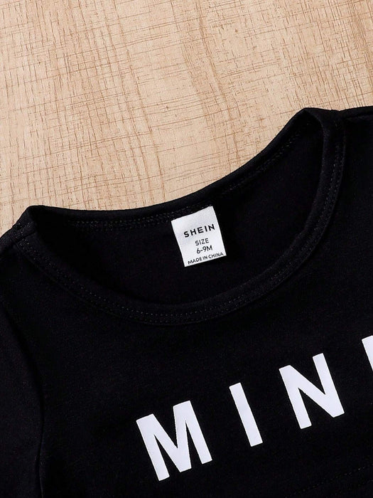 Shein Vestido de tirantes con estampado de cuadros y camiseta con letras para niña - Quierox - Tienda Online