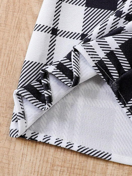 Shein Vestido de tirantes con estampado de cuadros y camiseta con letras para niña - Quierox - Tienda Online