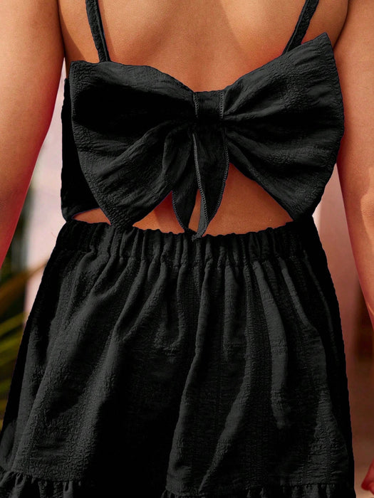 SHEIN Vestido de tirantes con lazo para niña, ideal para resort, playa, vacaciones - Quierox - Tienda Online