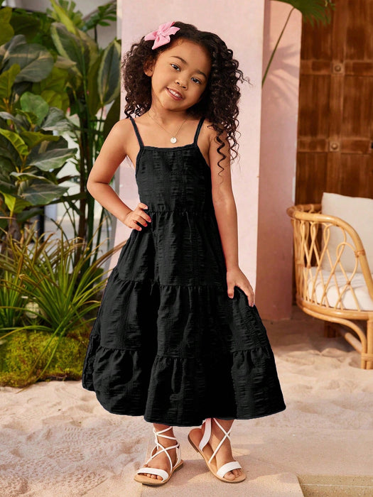 SHEIN Vestido de tirantes con lazo para niña, ideal para resort, playa, vacaciones - Quierox - Tienda Online