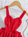 SHEIN Vestido de tirantes finos sencillo e informal de color rojo para chica joven - Quierox - Tienda Online