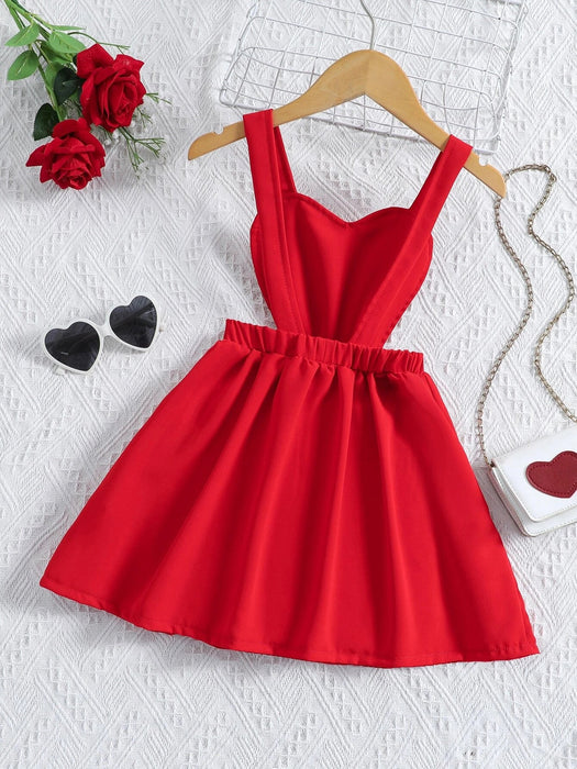SHEIN Vestido de tirantes finos sencillo e informal de color rojo para chica joven - Quierox - Tienda Online