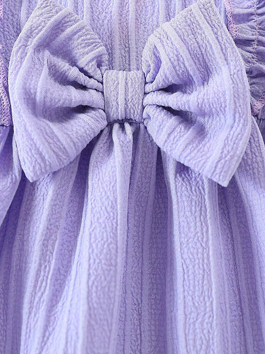 Shein Vestido de verano para niña con lazo floral y volantes morados - Quierox - Tienda Online