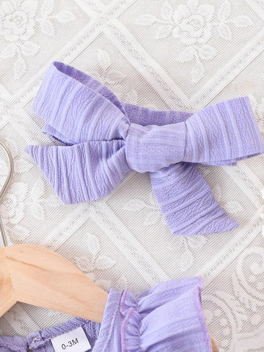 Shein Vestido de verano para niña con lazo floral y volantes morados - Quierox - Tienda Online