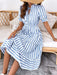 SHEIN Vestido de volantes con cuello anudado y estampado de rayas - Quierox - Tienda Online