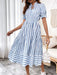 SHEIN Vestido de volantes con cuello anudado y estampado de rayas - Quierox - Tienda Online