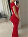 SHEIN Vestido elegante ajustado de manga corta con cuello cuadrado y color liso - Quierox - Tienda Online