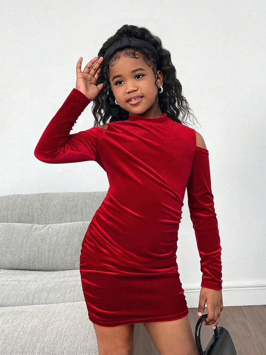 SHEIN Vestido elegante de manga larga con hombros descubiertos - Quierox - Tienda Online