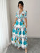 Shein Vestido largo de mujer Elenzga con estampado floral, escote en V y mangas abullonadas - Quierox - Tienda Online
