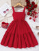 SHEIN Vestido lencero rojo para preadolescentes con diseño de lazo, silueta en línea A - Quierox - Tienda Online