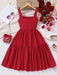 SHEIN Vestido lencero rojo para preadolescentes con diseño de lazo, silueta en línea A - Quierox - Tienda Online